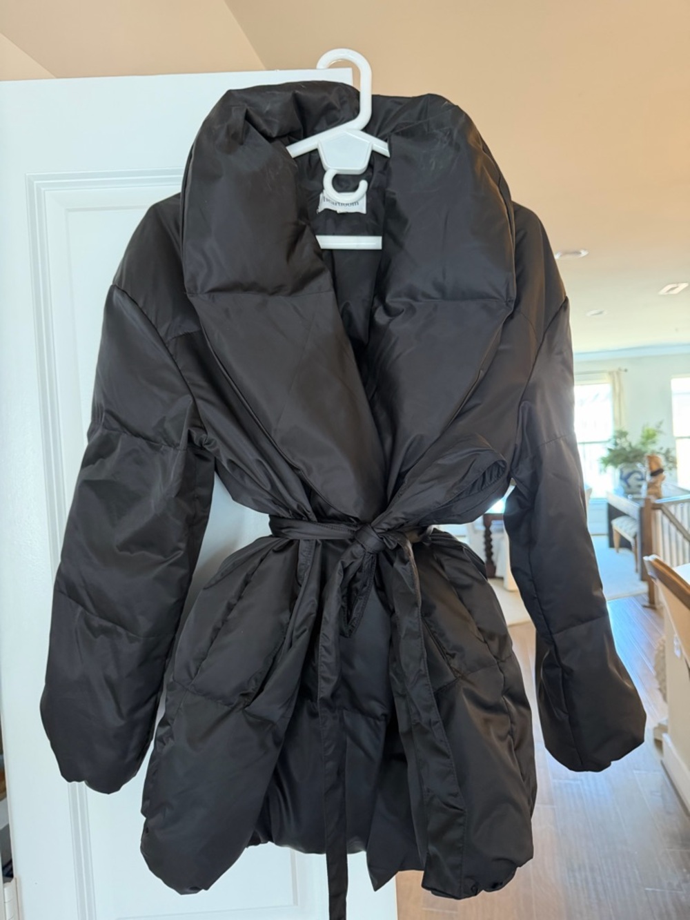 Heartloom Black Belted Shawl Collar Puffer Coat